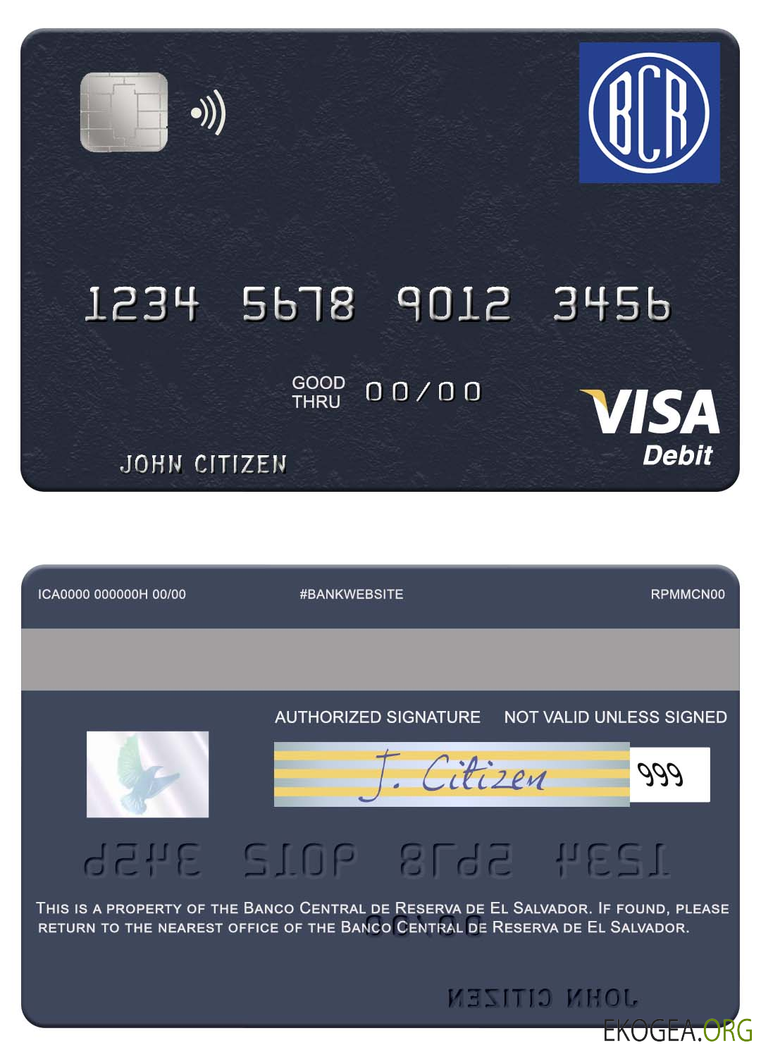 Carte de débit visa El Salvador Banco Central de Reserva de El Salvador